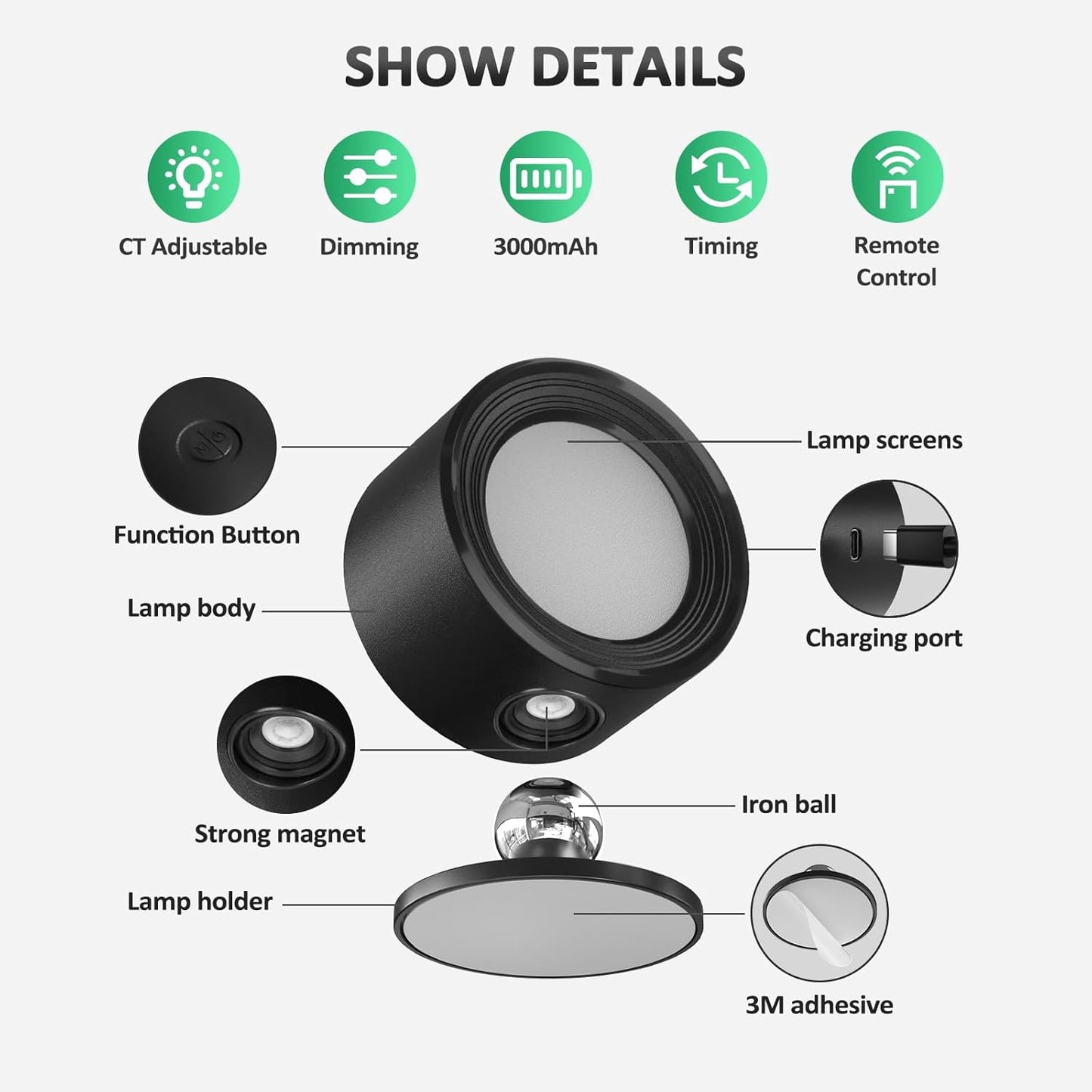 LED Wall Mounted Lights – Rechargeable, Dimmable, & Remote-Controlled