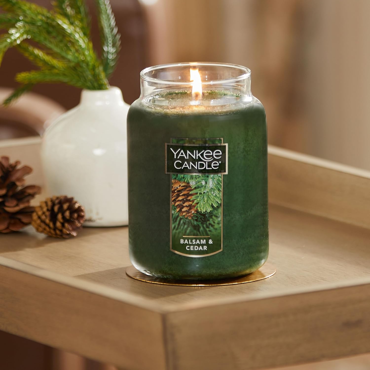 Balsam & Cedar 22oz Single Wick Candle, 110+ Hour Burn Time, Ideal Holiday Gift